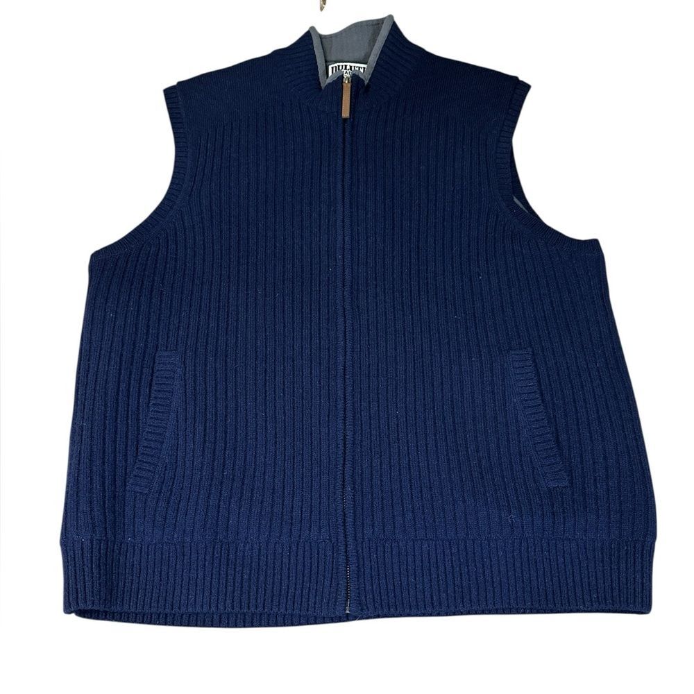 Duluth Trading Shetland Wool Sweater Vest Mens 2XL Navy Full Zip Workwear